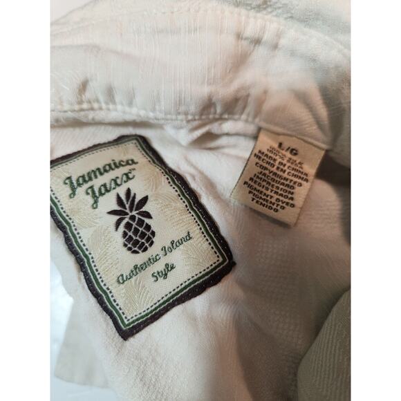 Jamaica Jaxx Shirt Mens Large Cream 100% Silk Short Sleeve Hawaiian Classic Dad - Picture 11 of 11